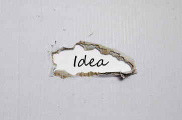 The word idea appearing behind torn paper