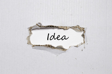 The word idea appearing behind torn paper