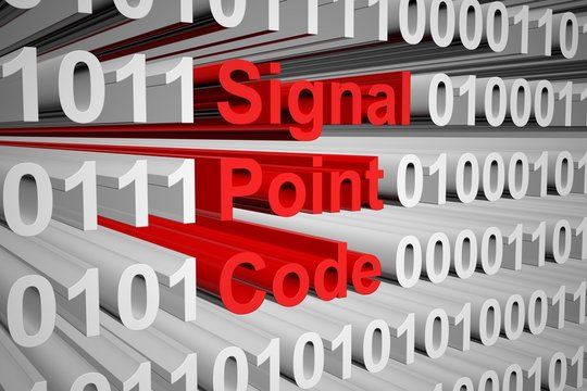 Signal point code in the form of binary code, 3D illustration