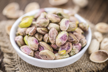 Portion of peeled Pistachios