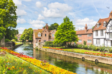 View of typical houses and buildings in Canterbury, England - obrazy, fototapety, plakaty