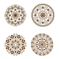 Hand drawn henna abstract mandala pattern flowers and paisley doodle coloring page. Henna decorative mandala pattern ethnic flower. Decoration mandala pattern ornament floral indian design.