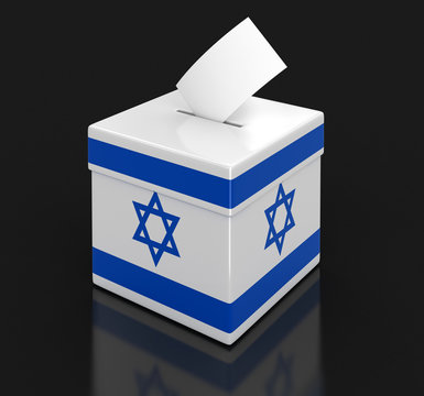Ballot Box with Israeli flag. Image with clipping path