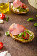 Toasted Tuscan bread with pesto