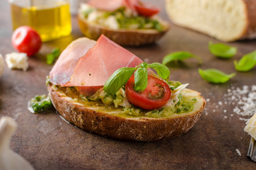 Toasted Tuscan bread with pesto