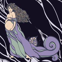 Vector illustration of Pregnant woman's silhouette