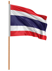 Fototapeta na wymiar 3D Thai flag with fabric surface texture. White background.