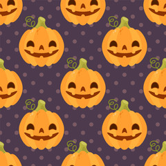 Vintage pattern with pumpkins for Halloween.
