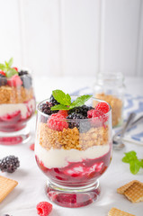 Inverted cheesecake in glass