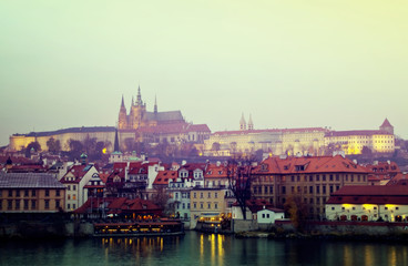 Obraz na płótnie Canvas Evening view of Prague