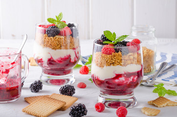 Inverted cheesecake in glass