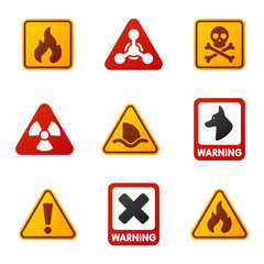 Obraz premium Danger warning attention sign icons