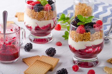 Inverted cheesecake in glass