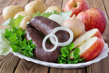 Grützwurst und Zutaten