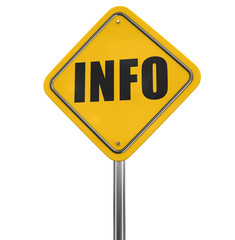 Info road sign. Image with clipping path