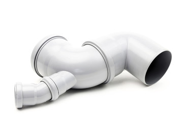 New gray drain pipe isolated on a white background