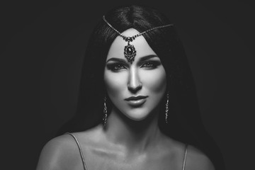 Beautiful girl with arabic makeup