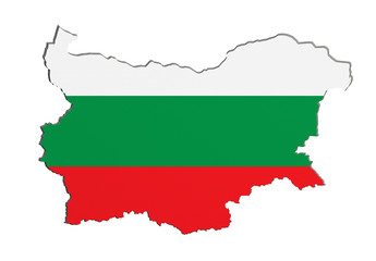 Silhouette of  Bulgaria map with flag