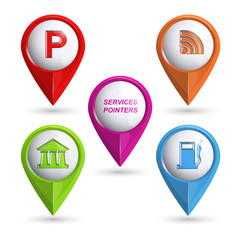 Set of modern vector 3D pointers