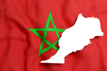 Silhouette of Morocco map with flag