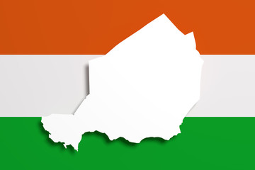 Silhouette of Republic of Niger map with flag