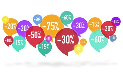 Colorful bubbles with discount prizes perfect for sale time