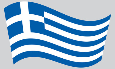 Flag of Greece waving on gray background