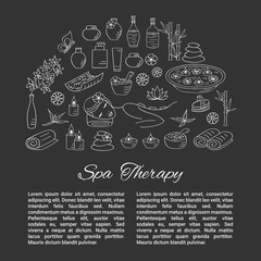 Spa hand drawn doodle icons. Vector illustrations of Beautiful woman spa treatment, beauty procedures, therapy, massage, foot bath, wellness.
