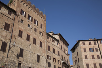 Fototapeta na wymiar Piazza del Campo Square Buildings, Sienna