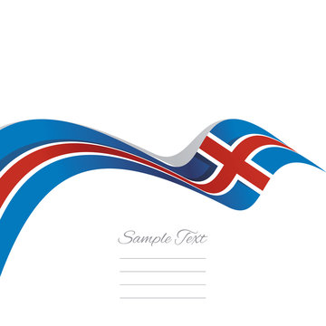 Abstract cover Iceland flag ribbon banner vector white background