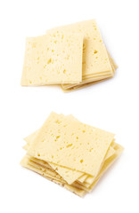 Pile of cheese slices isolated