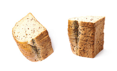 Pile of the white bread's slices isolated