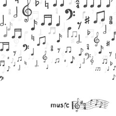 Hand drawn music notes background. Vector illustration. 