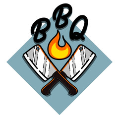 Color vintage barbecue emblem