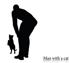 business man silhouette with a cat