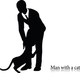 business man silhouette with a cat