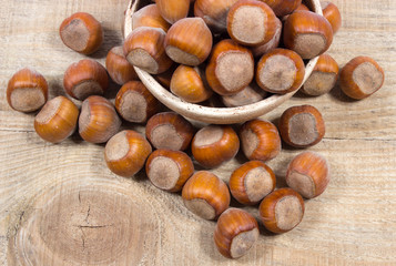 Hazelnuts close up.