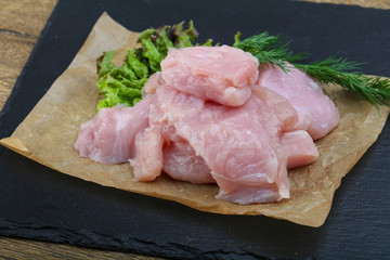 Raw sliced turkey