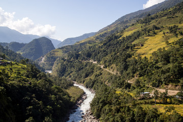 Fototapeta na wymiar Mountain landscape in Annapurna Region, Nepal