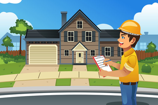 Home Inspector in Front of a House