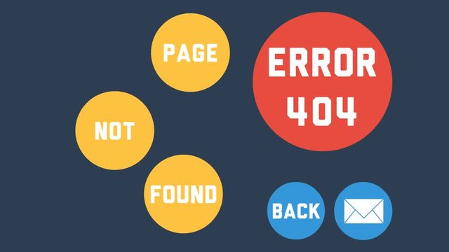 Modern template for Error 404 - Page not found with flat colorful bubbles with text with and option for back and contact, bubbles slides into the screen; webdesign, server error