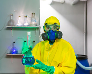 Woman working in chemical laboratory