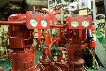  fire sprinkler system in the ship engine room