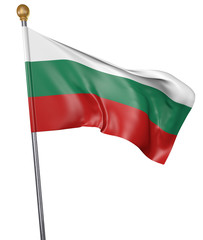 National flag for country of Bulgaria isolated on white background, 3D rendering