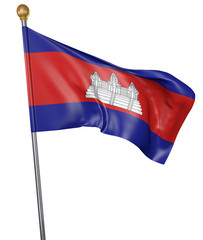 National flag for country of Cambodia isolated on white background, 3D rendering