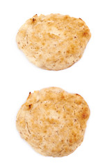 Cottage cheese flapjack flat cake isolated