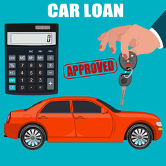 car loan concept, hand holding key, vector illustration