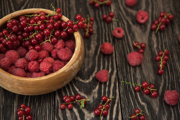 Fresh berries on wooden table