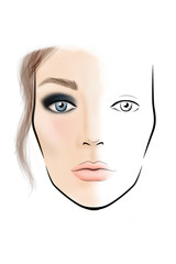 Face chart Makeup Artist Blank. Template. Illustration.