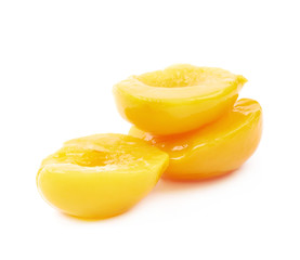 Canned peach half isolated